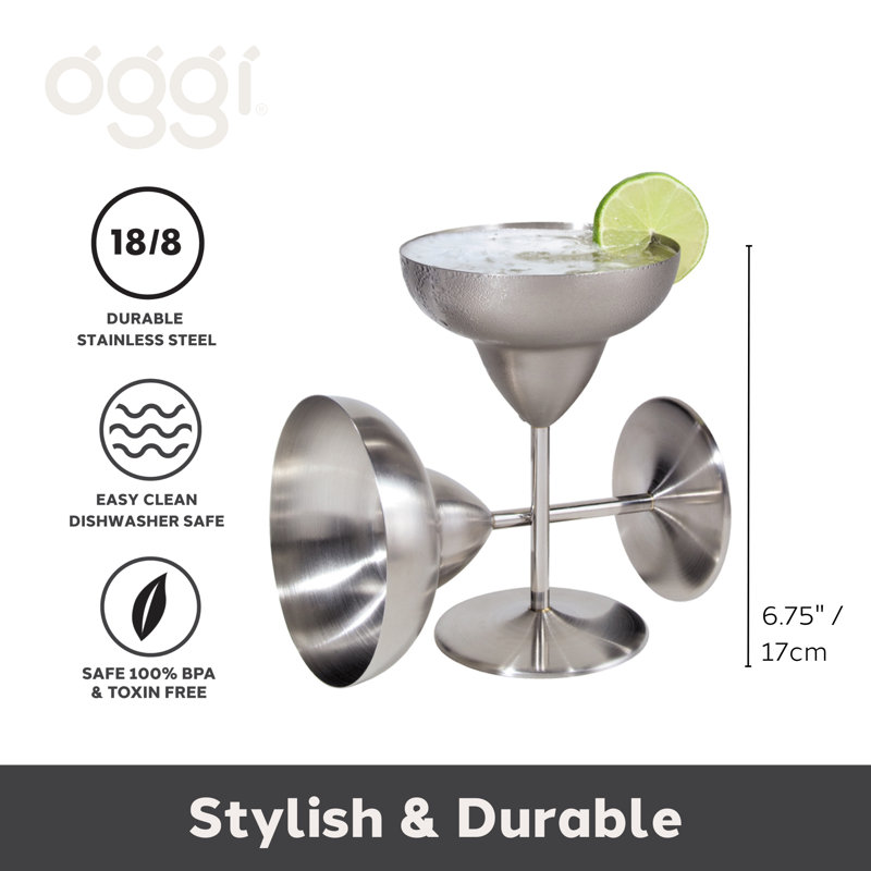 Ensemble de 2 verres à margarita en acier inoxydable 12 oz Oggi Barware