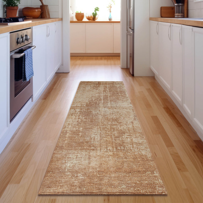 Premium Machine Washable Prisco Terracotta Rug, Runner 2'3" x 7'6"
