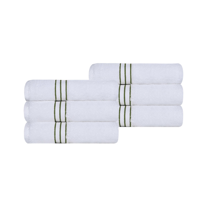 Hotel Turkish Cotton 6-Piece Hand Towel Set, Ultra-Plush & Luxury Weight, Forest Green