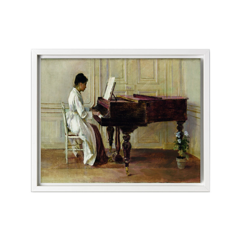 Theodore Robinson - Au piano, Canvas, White Framed, 11"H x 14"W