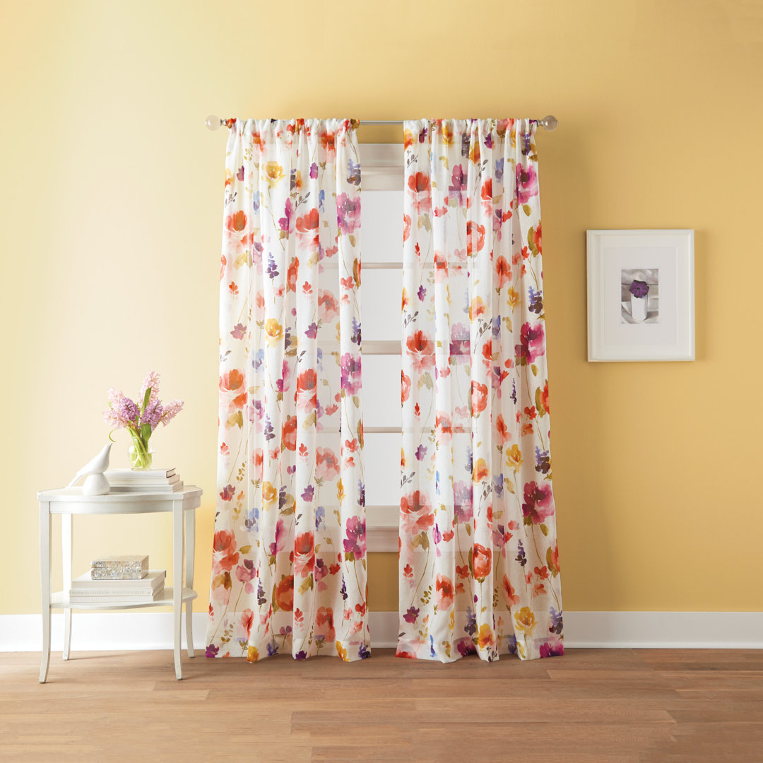 Sabel Watercolor Print Rod Pocket Single Curtain Panel Red Barrel Studio® Size per 