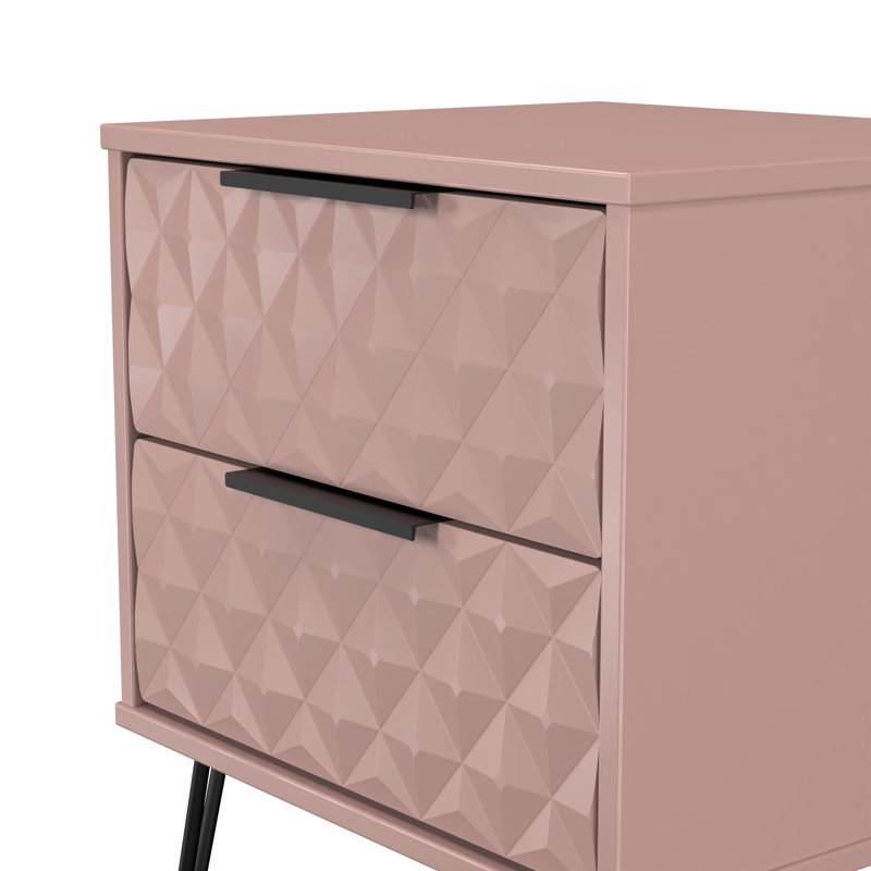 Harlequin 45cm W Manufactured Wood Bedside Table, Pink