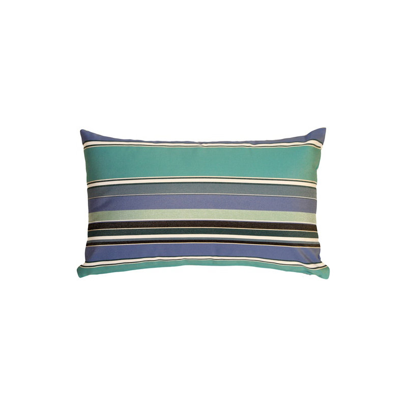 Sunbrella Fabric Dolce Oasis Blue Striped Indoor Outdoor Patio Garden Polyester Filled Lumbar Throw Pillow