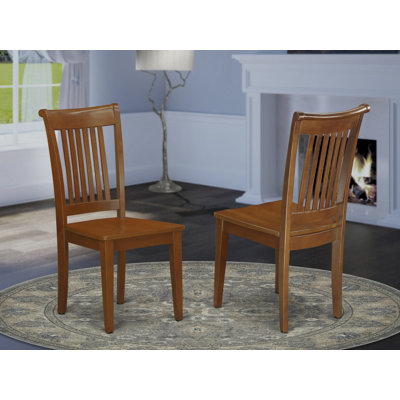 Chaises de salle à manger Portland - Assise en bois à dossier à lattes, ensemble de 2, brun selle