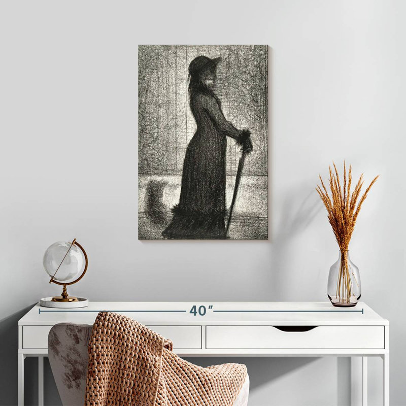 Femme navette se promenant une élégante 1884, H 24 po x l 16 po