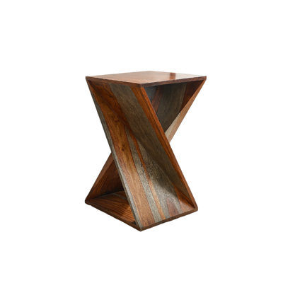 BOUMAN Wood X-Shape Side Table – Modern Accent Stool by Millwood Pines
