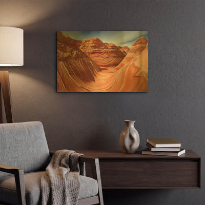 «The Wave Classic View» par Mike Jones, art mural en métal doré, 24 po x 16 po