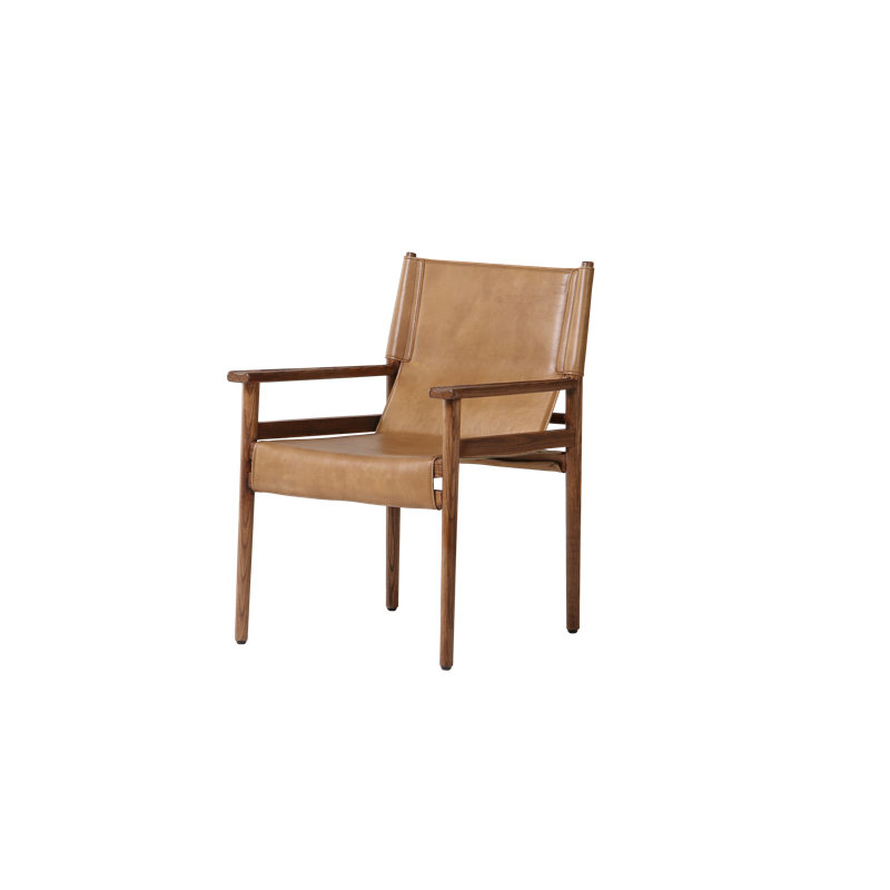 Remy Leather Arm Chair, Tan Genuine Leather