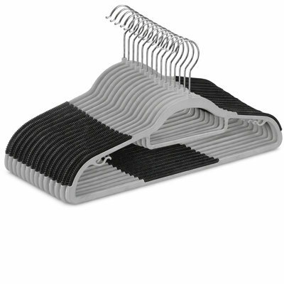 Serenelife 30 Pcs. Non-Slip Plastic Clothes Hanger - Durable And Space-Saving Closet Organizers (White)