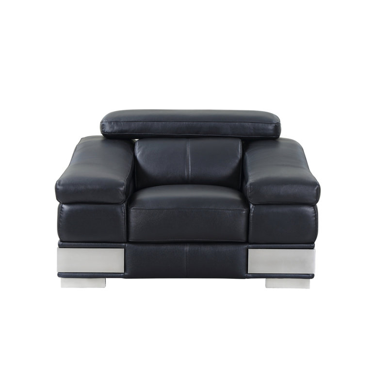 Chaise en cuir italien à grain supérieur, Noir