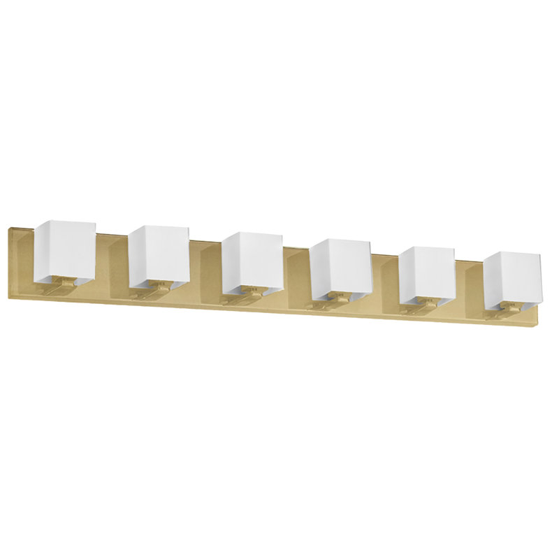 Verona 6 Light Dimmable Polished Chrome Vanity Light, Aged Brass