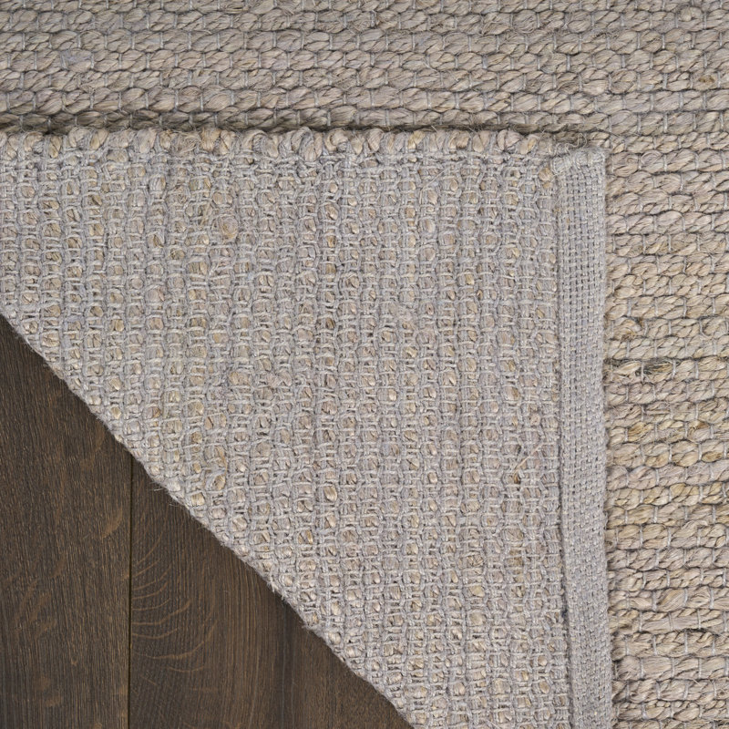Tapis tissé à plat de couleur unie Gerri, Rectangulaire 4 pi x 6 pi, Gris
