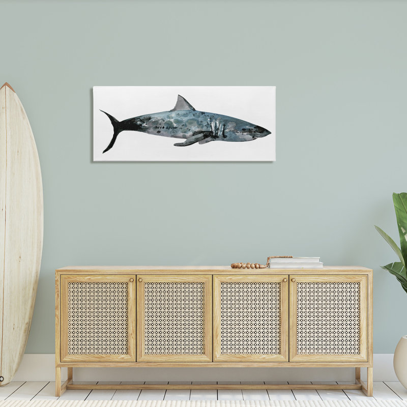Shark Minimal Sea Life by Stellar Design Studio - Graphic Art Print, 20" H x 48" W