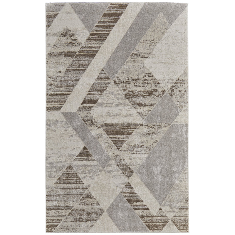 Tapis brun clair à motif géométrique moderne Leoner, Rectangle 12 pi x 15 pi