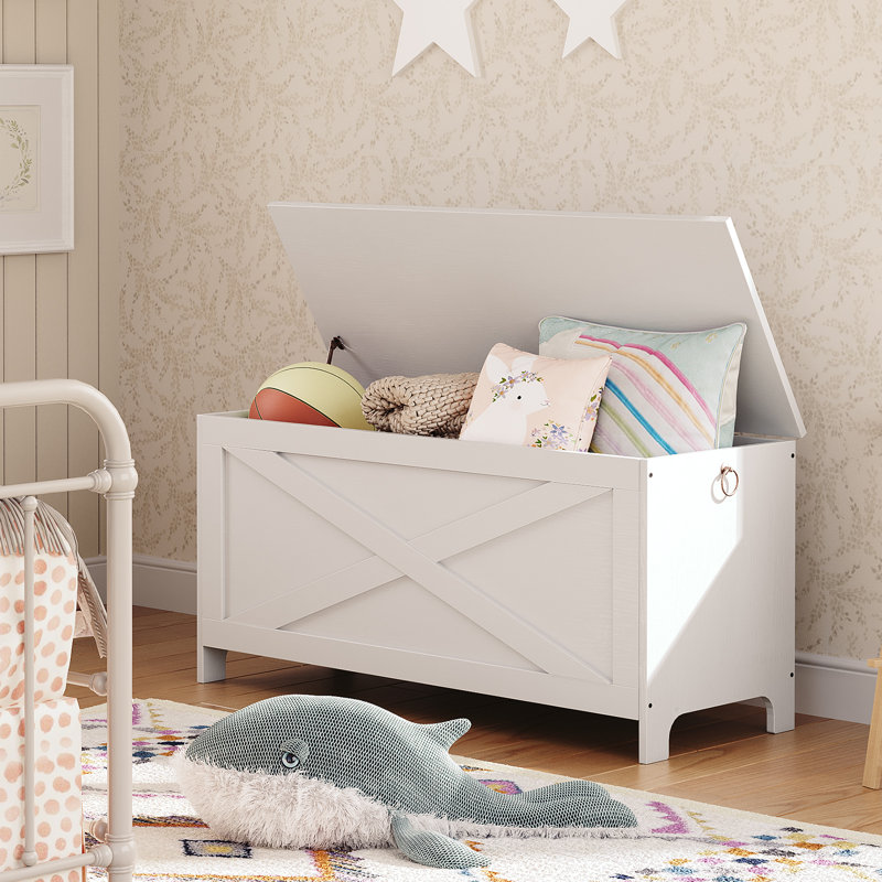 Mariet 39.4" Storage Chest with Safety Hinges, White