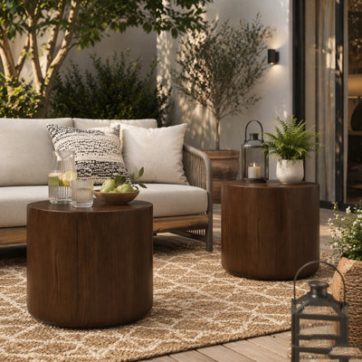Ensemble de tables d'appoint rondes pour l'extérieur et l'intérieur (2 pièces)