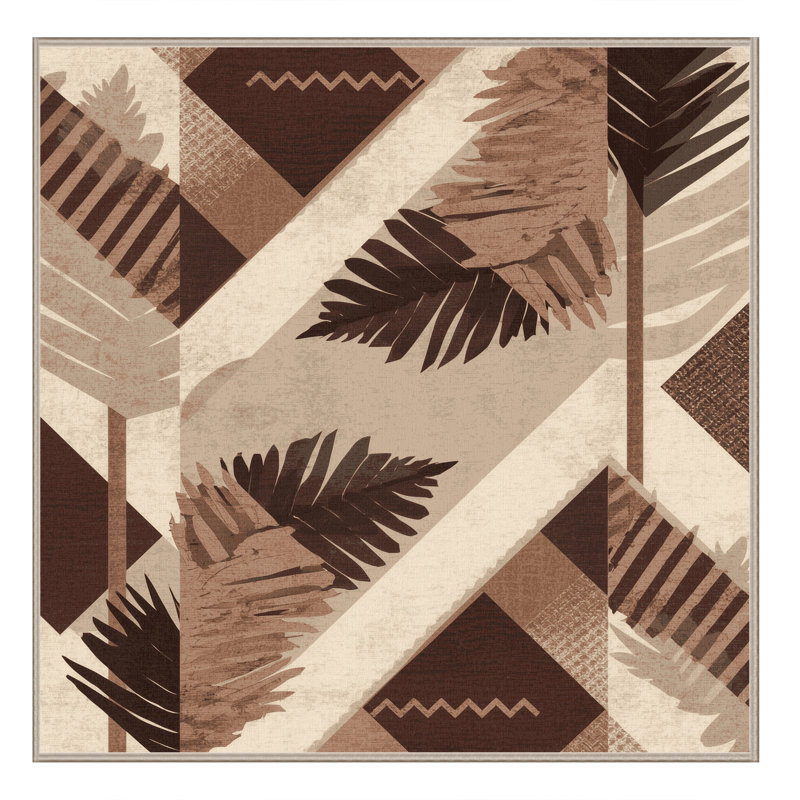 Machine Washable Orlandra Pandanus Modern & Contemporary Geometric Rug in Beige – Beige Binding, 3' Square
