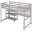 Lit mezzanine simple en bois avec tablettes, bureau, tableau d'écriture - ornement gris 3 po-869509118-869509117