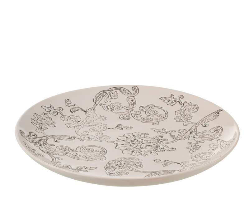 PLATE DECORATIVE ZEN PORCELAIN WHITE/BLACK