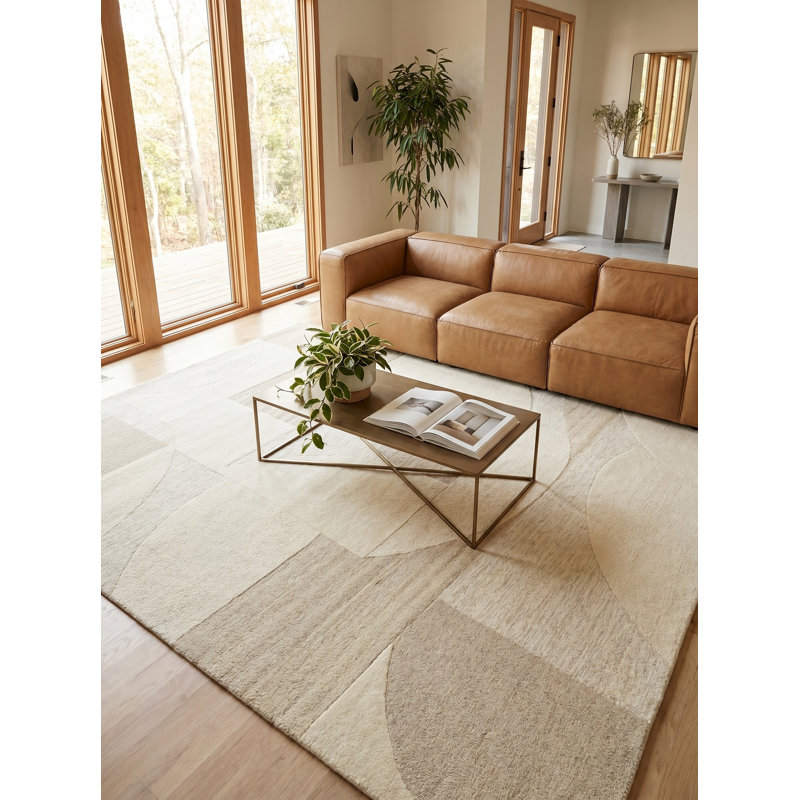 Armandi Hand Tufted New Zealand Wool Beige/Ivory Area Rug, 9'X12'