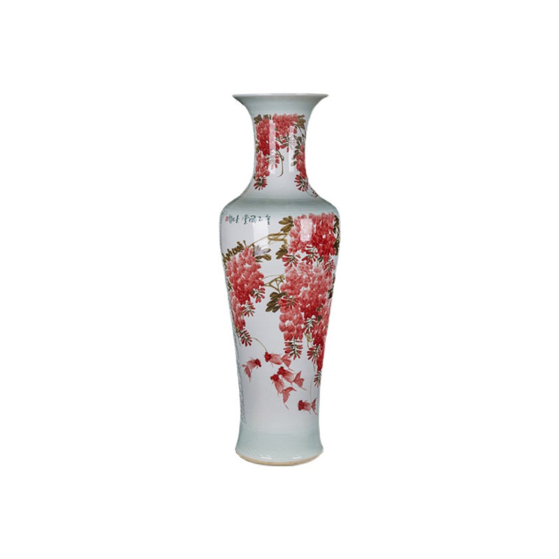 Grand vase décoratif sur pied en céramique 62,99 "peint à la main Jingdezhen, H 62,99 po x l 19,69 po x P 19,69 po