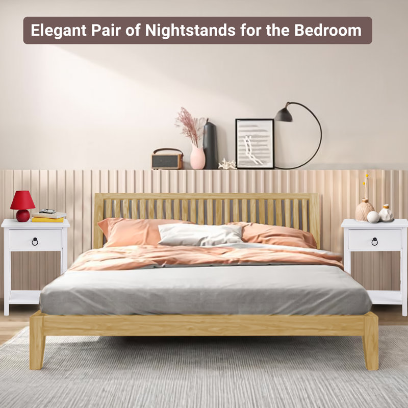Mutchler Small End Table with Storage Shelf and Drawer, Solid Wood End Table for Bedrooms, Living Room End Table, End Table with Storage, Side Table with Drawers