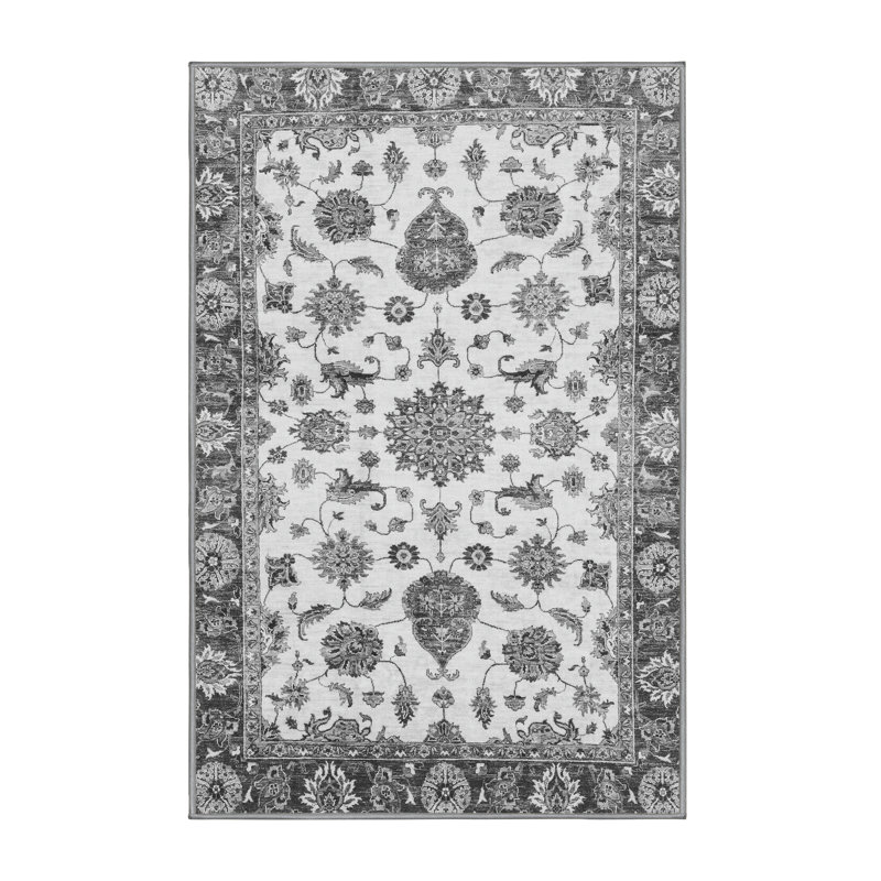 Tapis oriental rectangulaire en laine et polyester tissé à la machine 6 pi x 9 pi Anyjah