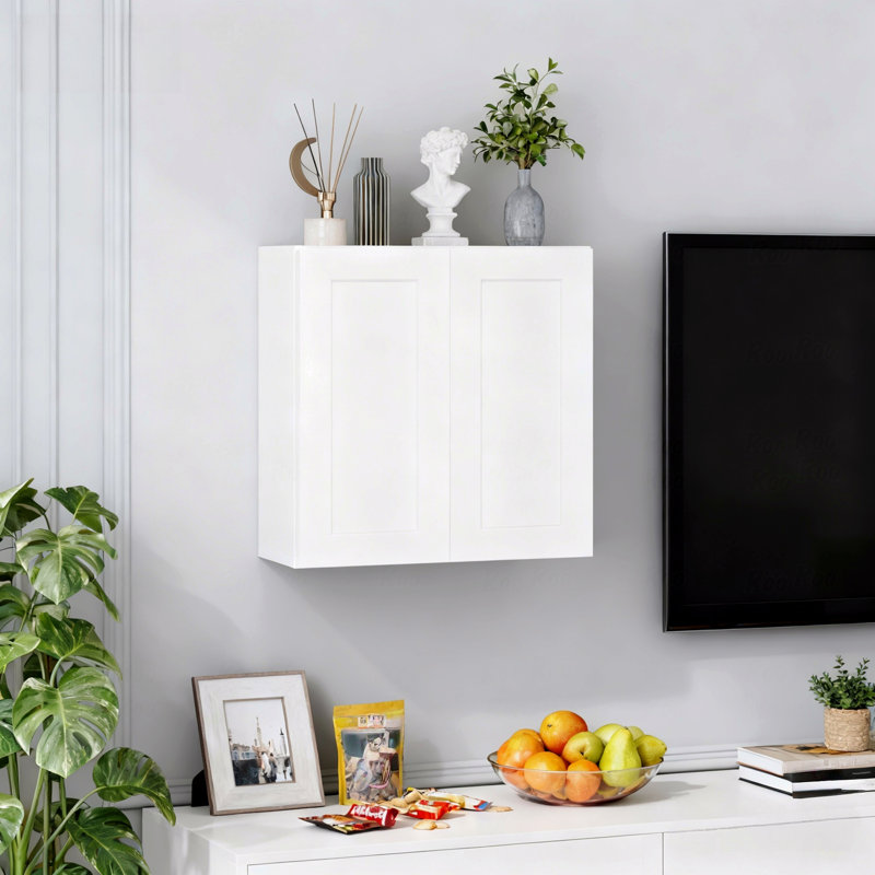 Armoire murale à double porte 2 portes et 2 tablettes pour le rangement de la cuisine, de la salle de bain, de la buanderie, des tablettes réglables
