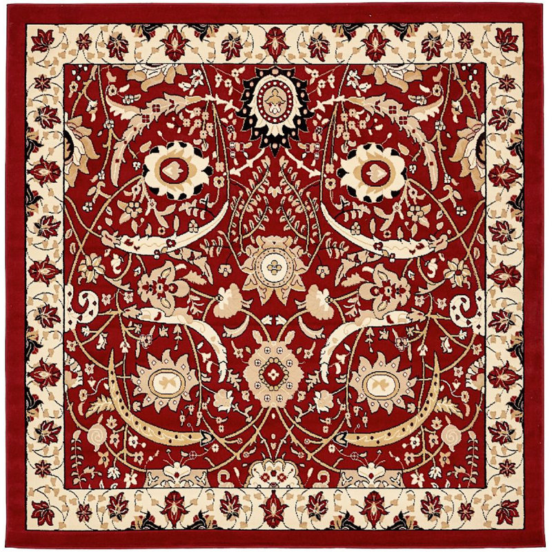 Tapis rouge tissé à la machine Britannia, Carré 8 pi