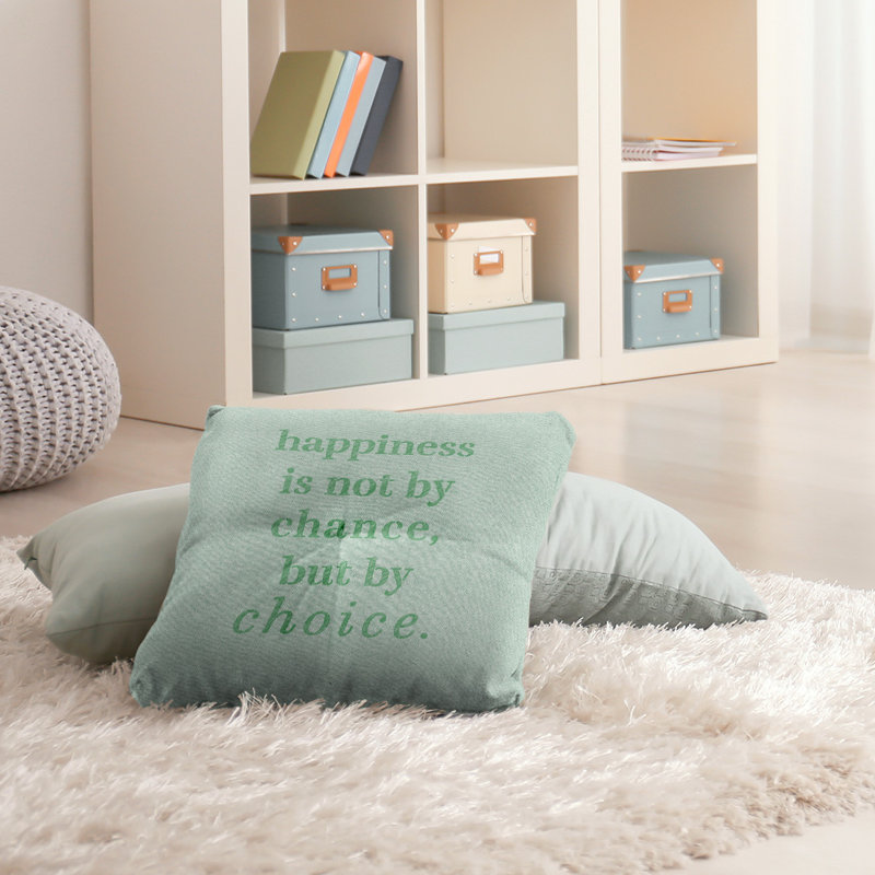 Coussin décoratif intérieur / extérieur Happiness, Vert, 30 po x 30 po