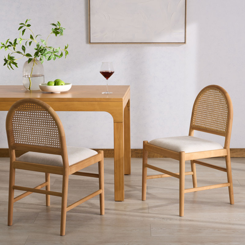 Ottavia Dining Chair, Medium Oak, Natural Boucle