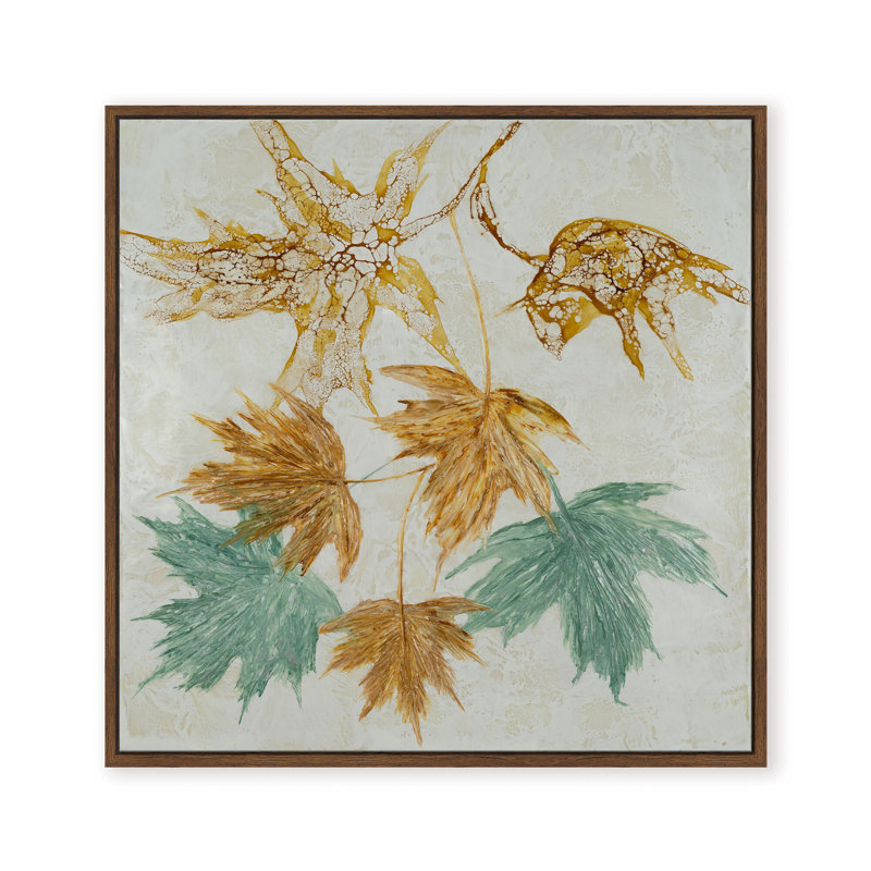 Nature Inspired "Lustrous Foliage" Canvas Wall Art By , 30" H x 30" W x 1.125" D, Framed Print, Beige