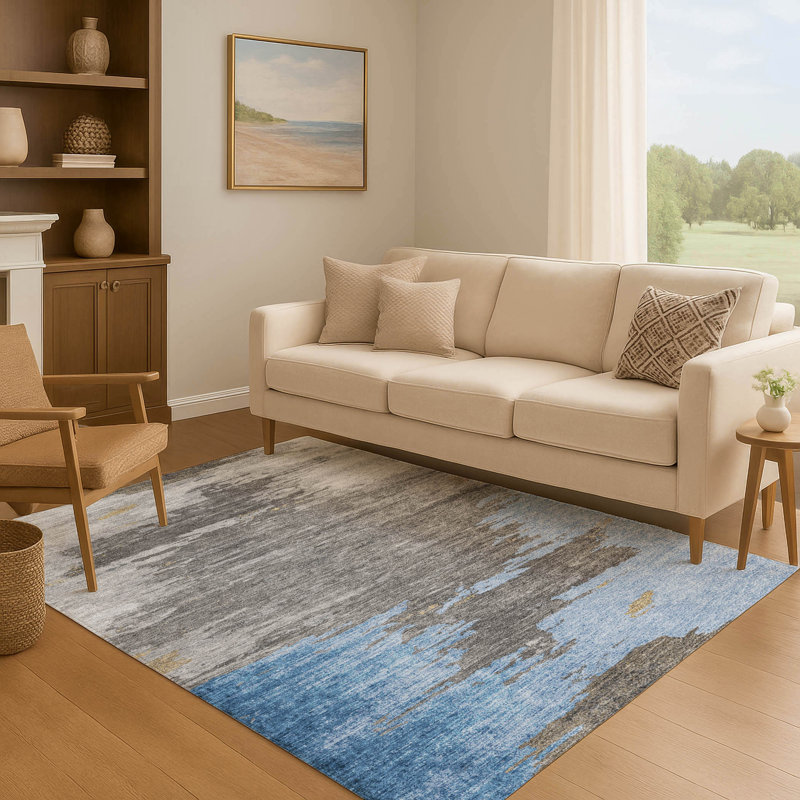 Premium Machine Washable Ansley Abstract Rug, Rectangle 10' x 14'