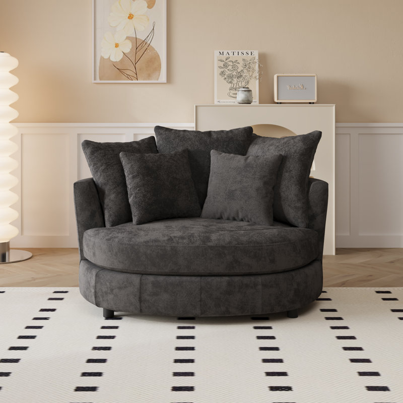 Fauteuil demi-tonneau d'appoint surdimensionné 55,1 po, Gris anthracite