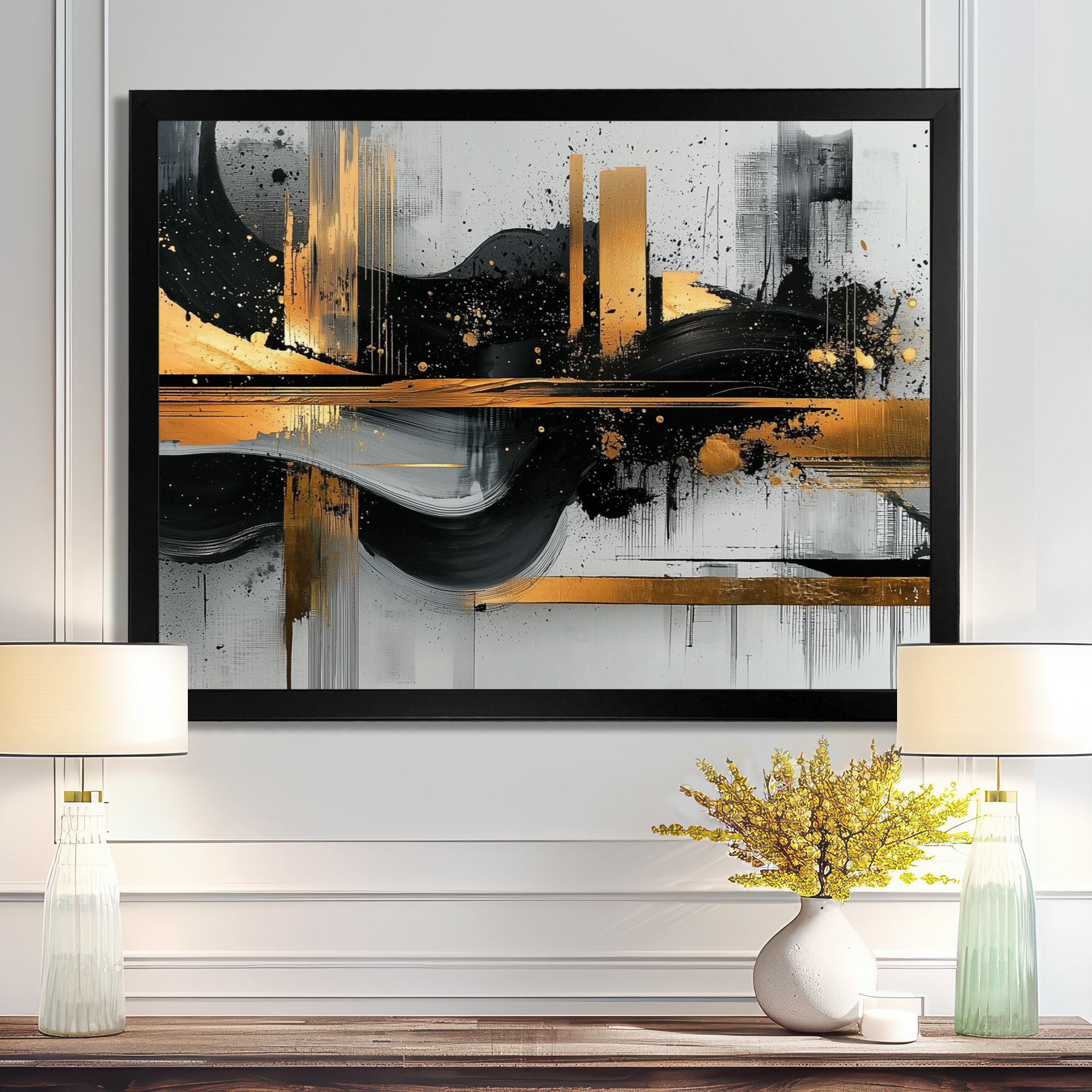 Ivy Bronx Dark Transition Golden Shifting Horizons II - Abstract Modern ...
