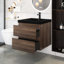 Meuble-lavabo mural simple avec plateau en marbre de culture 24 po Aishleen-503314774