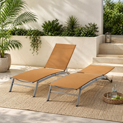 Cand 77.5" Long Metal Reclining Armless Single Chaise Lounge with PVC-coated polyester Sling Seat and Wheels