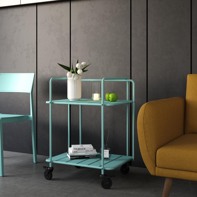 Eloria Metal Bar Cart, Aqua Haze
