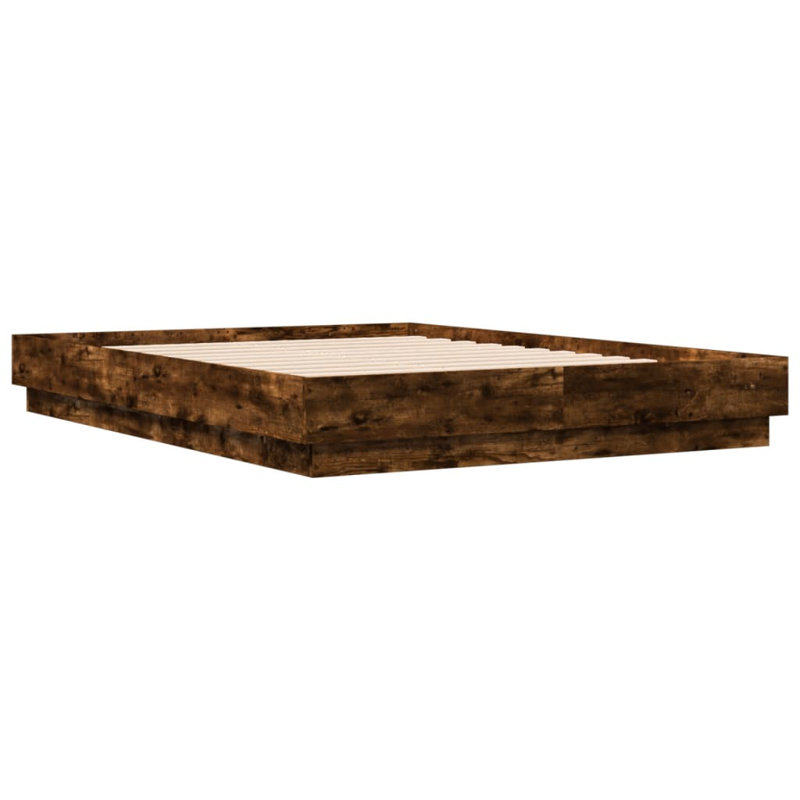 17 Stories Bed Frame With LED Lights , 120 x 200 cm, Smoked Oak