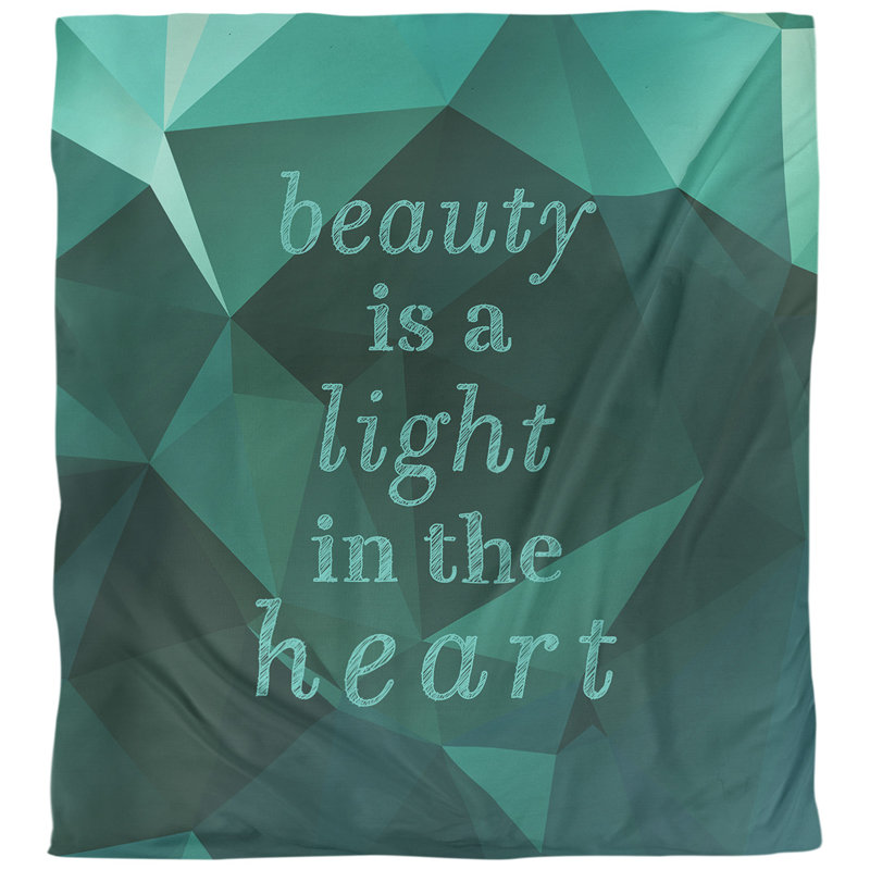 Housse de couette simple avec citation inspiration beauté, Housse de couette pour très grand lit, Vert émeraude