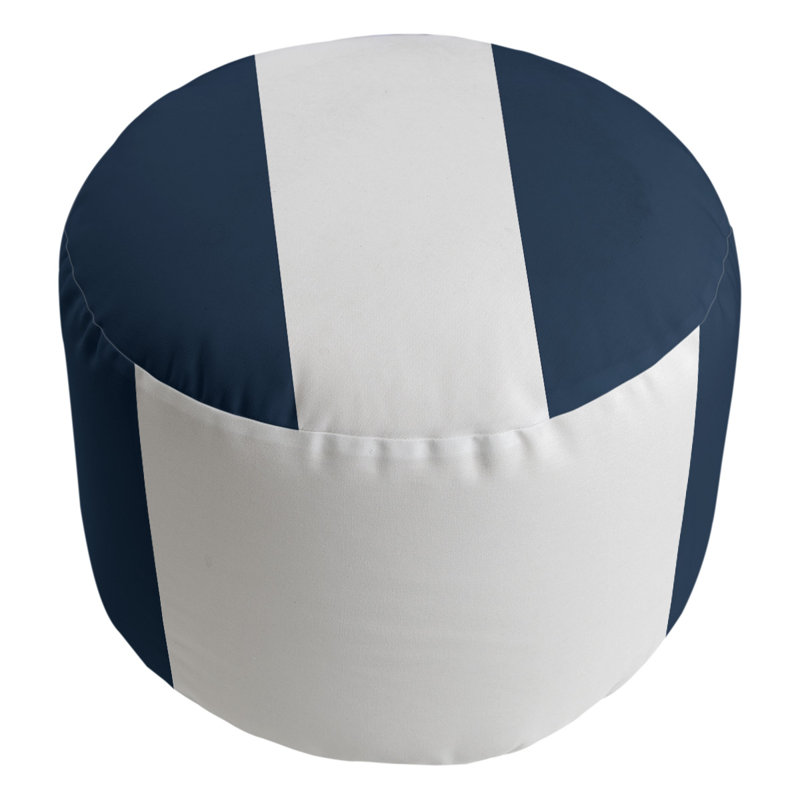 Repose-pieds cubique rond à rayures 20,5", Bleu / Blanc / Bleu