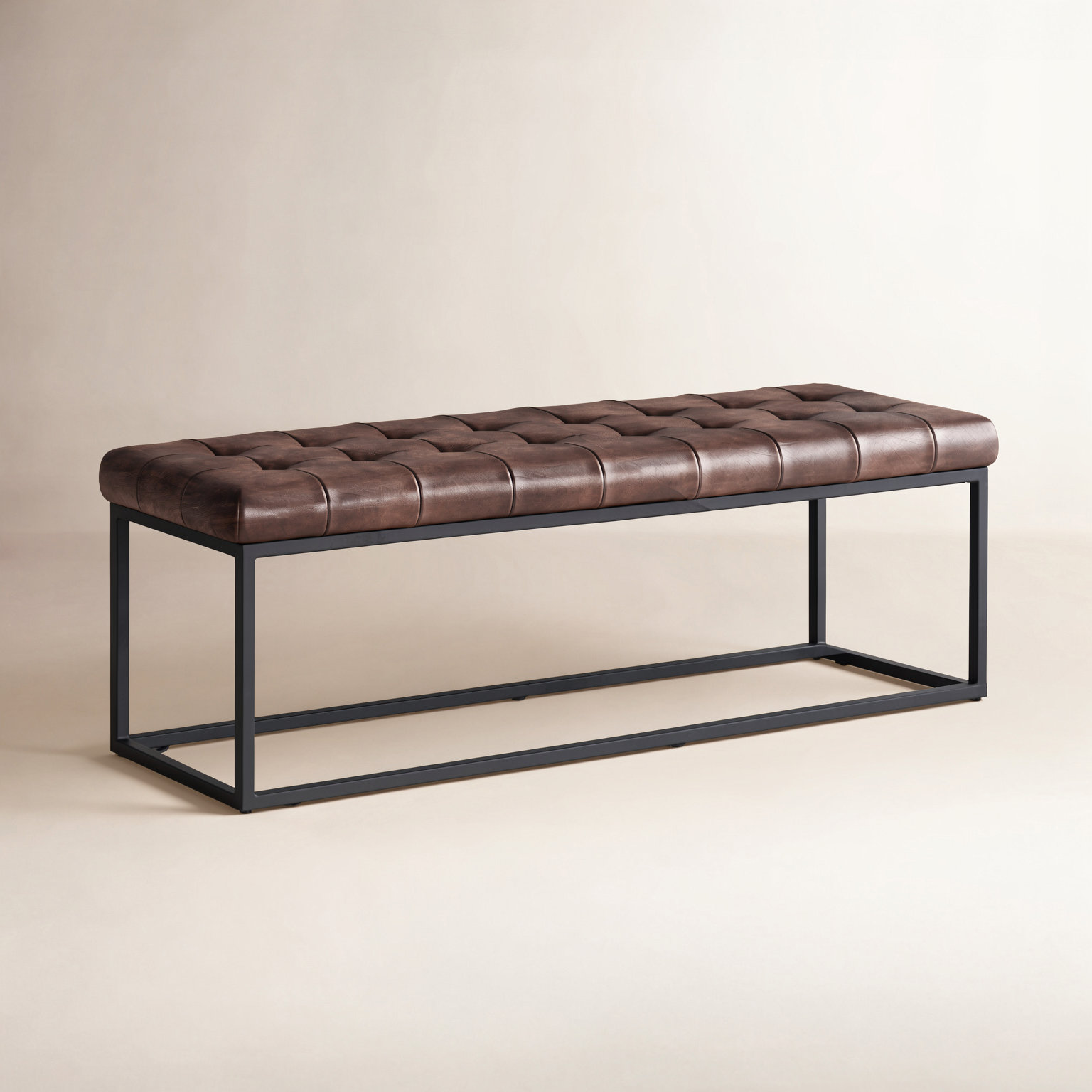 Pearson Genuine Leather Bedroom Bench, 17.5" H x 50" W x 17" D, Dark Sienna Top Grain Leather