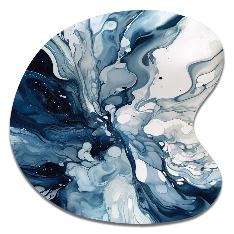 Cinque - décoration murale abstraite de forme irrégulière en métal, reproduction d'art asymétrique bleue en métal