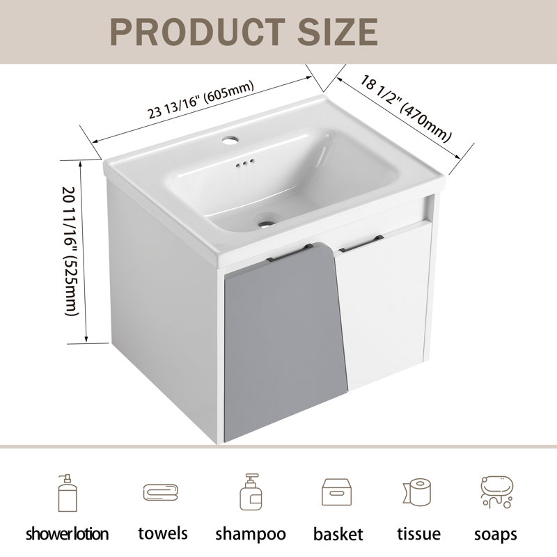 Maturin 24.08'' Single Bathroom Vanity with Ceramic Top