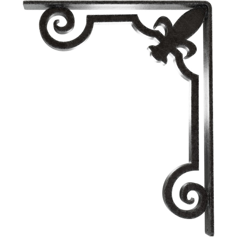 Support en fer forgé Fleur De Lis, Étain antique, H 12 po x l 2 po x P 10 po