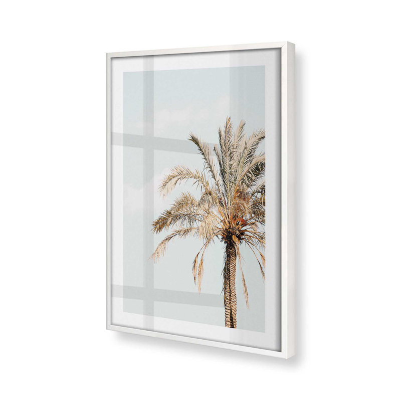 Impression de palmier doré, Cadre opaque blanc, H 17 po x l 13 po x P 1,25 po