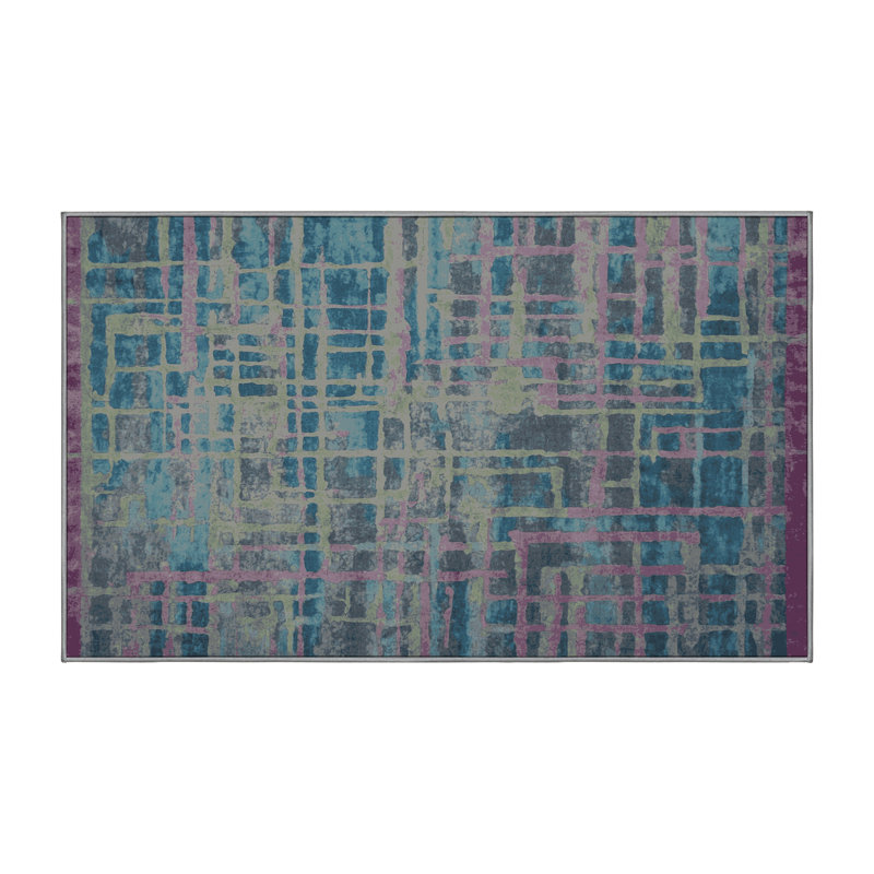 Machine Washable Gray Area Rug, Rectangle 4' x 6'
