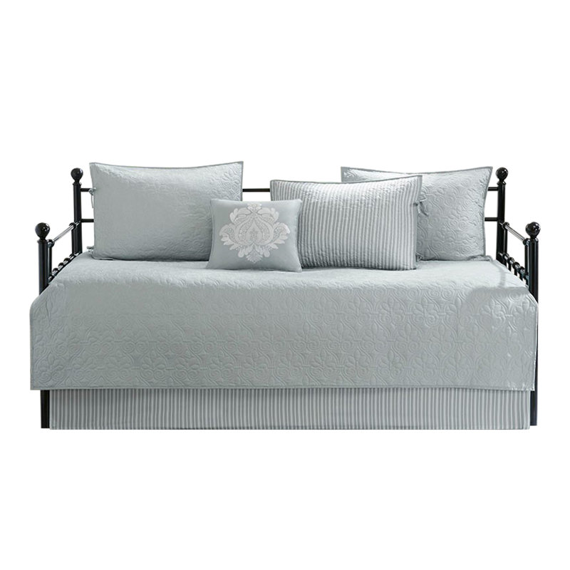 Ensemble de housse pour lit de jour réversible 6 pièces Gracie Mills Maigon, Gris