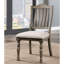Chaises de salle à manger en bois massif gris antique, 2 pièces, avec coussin en tissu et pieds tournés, meubles de style transitionnel courbés pour la pièce