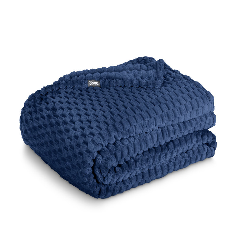 Couverture en molleton texturé, Gaufré bleu foncé, Double/Grand